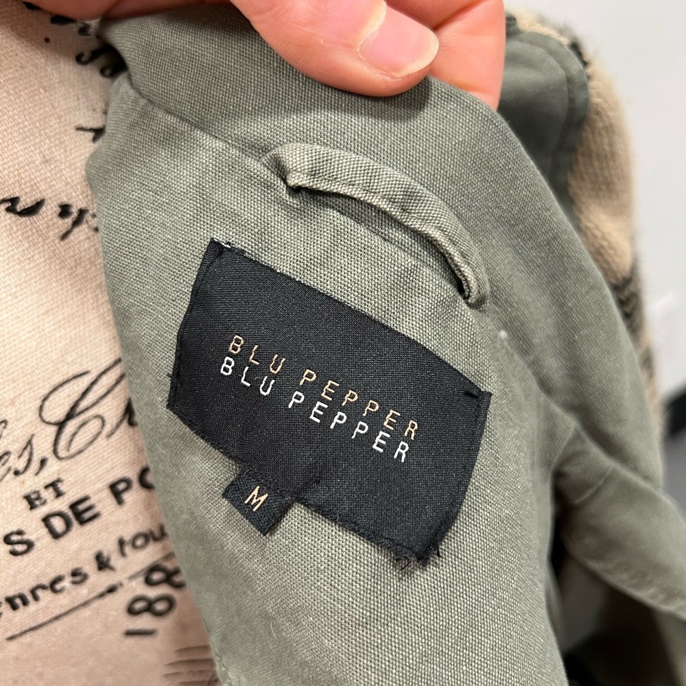 Blu Pepper Utility Jacket With Knit Pattern Sleev… - image 6